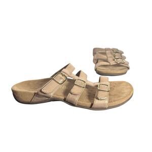 Vionic Misa Rose Gold Slide Sandals Size 7 Adjustable Comfort Orthotic
